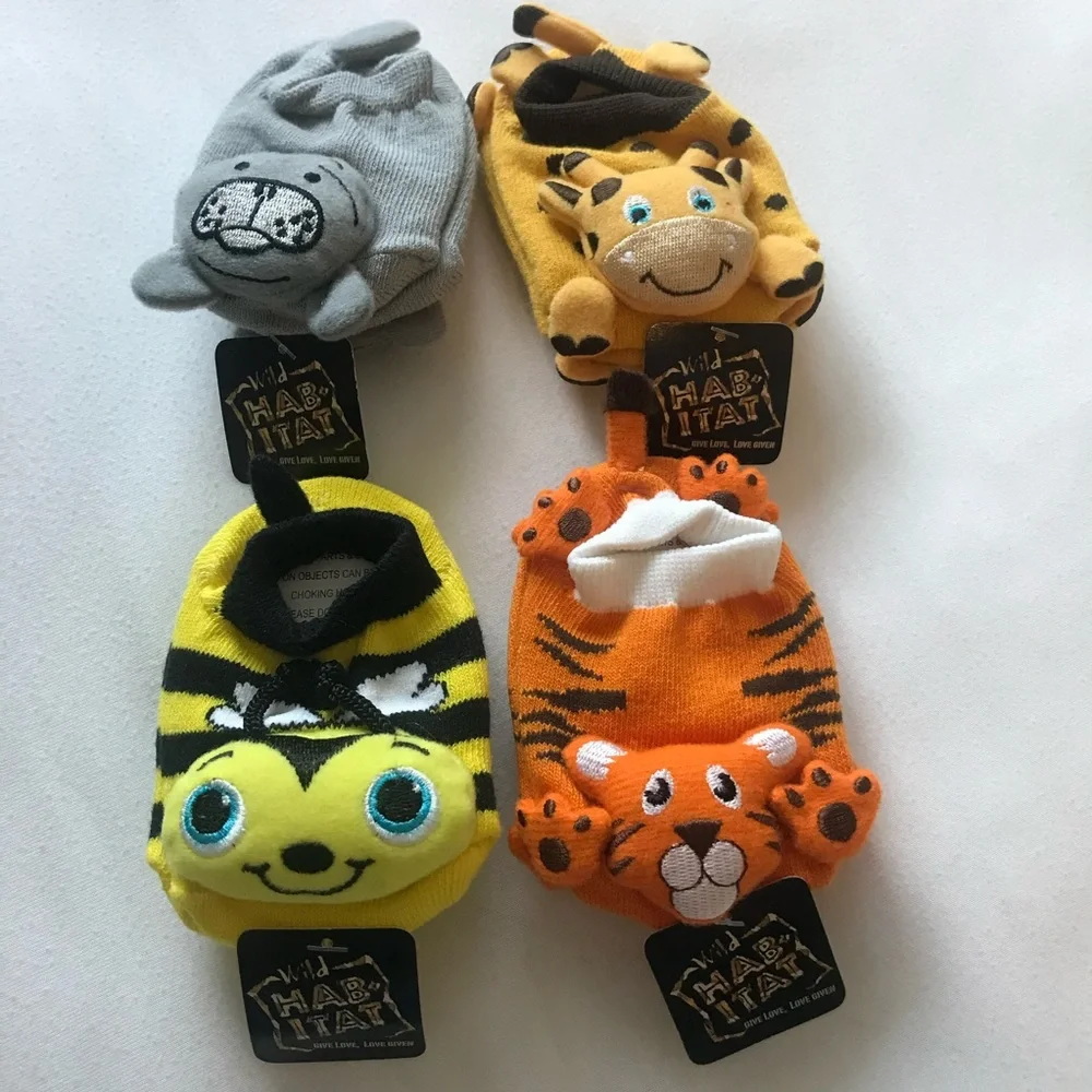 Wild Habitat infant no slip novelty socks/slippers. Set of 4 pair!